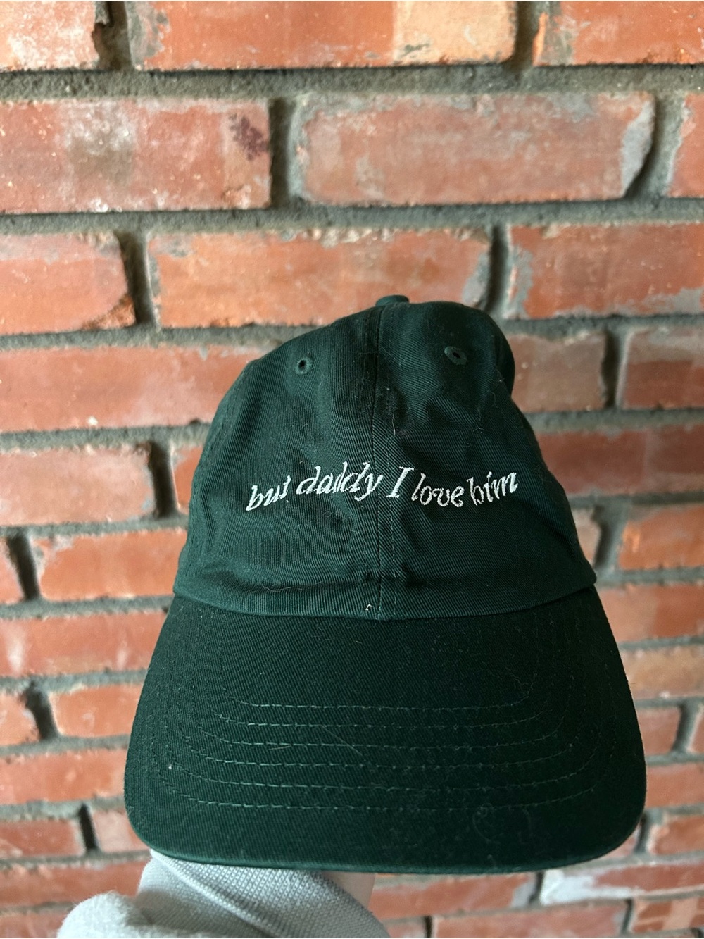 Green 'but daddy I love him' Embroidered Hat